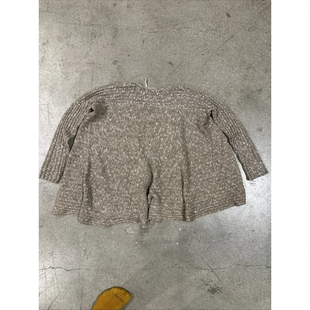 Free People Sweater Women Brown Sz S(P)Long Open Cardigan Comfy Lazy Cotton Wool